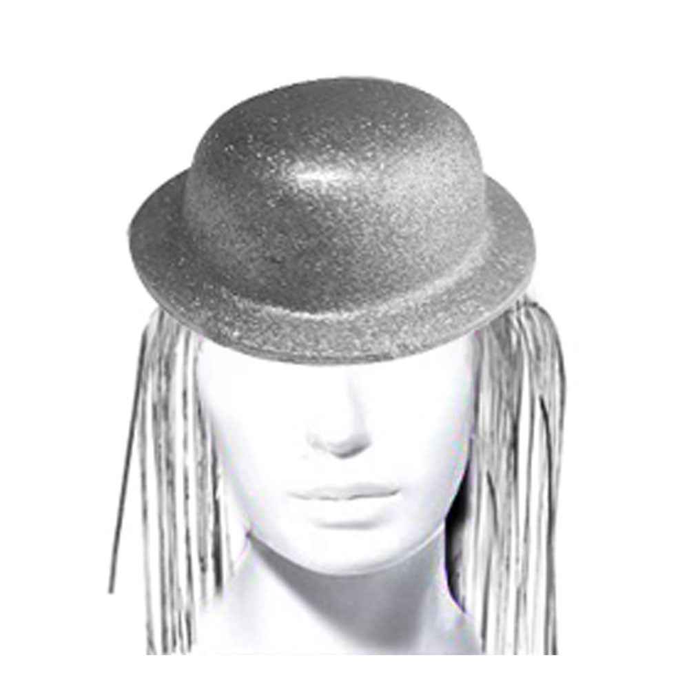 Gorro Chaplin Glitter Dorado/Plateado Con Flecos | Big Party